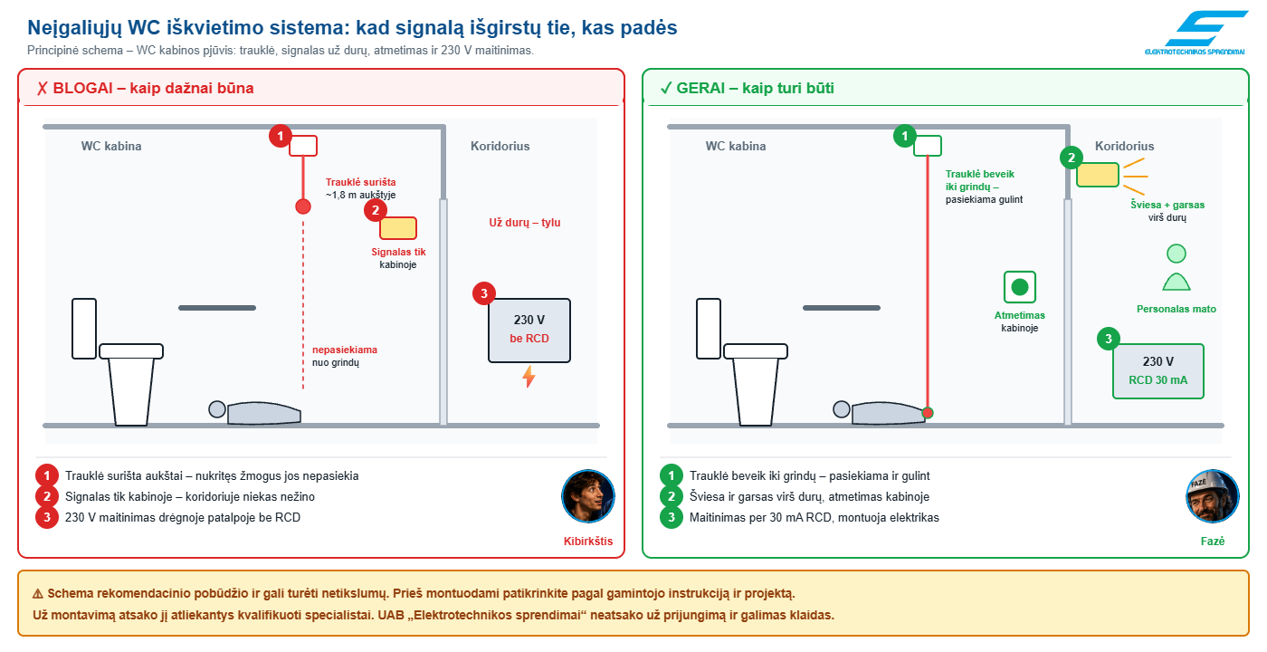 Neįgaliųjų WC iškvietimo sistema – schema: blogai ir gerai | elsprendimai.eu