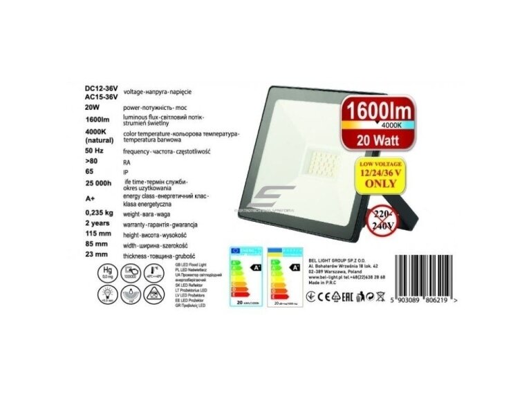 LED prožektorius 12V-36V 4000K 2