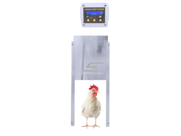 Automatinis vištidės durų atidarymo įrenginys | su laikmačiu ir šviesos jutikliu | aukštis 10 cm | tinka 22x32 cm durims | IP apsauga 3