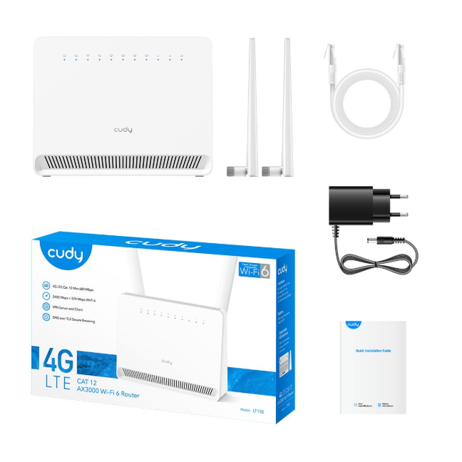 4G LTE ruuter | Wi-Fi 6 | kuni 2,4 Gbps | 2 × gigabitist LAN-porti | 2×2 MIMO tehnoloogia | lai tööulatus 2