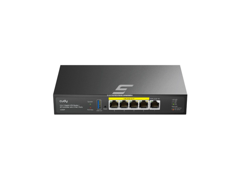 VPN maršrutizatorius ir AP valdiklis | stabilus ryšys/centralizuotas valdymas | Gigabit PoE | USB 3.0 | iki 200 naudotojų | metalinis korpusas