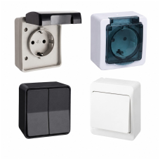 Hermetic surface-mounted installation | 1-gang sockets | switches | accessories Hermetic surface-mounted installation | 1-gang sockets | switches | accessories