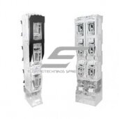 Vertical fuse holder blocks on a busbar Vertical fuse holder blocks on a busbar