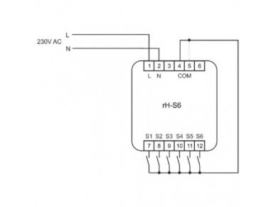 Modulinė 6 radio kanalų relė | 230V | DIN | F&F | rH-S6