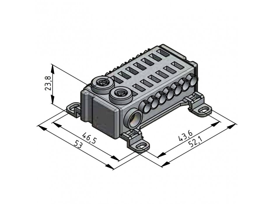80A IZOLIUOTI PASKIRSTYMO ATSIŠAKOJIMO GNYBTAI In:2x25mm², Out: 14x0,5-4mm² nulio, papildomas įžeminimas 2