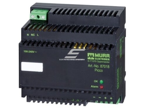Maitinimo šaltinis | 1F | In: 110-230VAC | OUT: 12-15VDC/6A | 12V/6A (72W) | montuojamas ant DIN | MURRELECTRONIC | PICCO | 87018