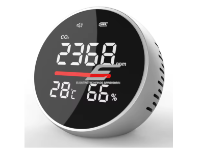 Mini CO2 oro kokybės matuoklis | NDIR technologija | 400–5000 ppm | LED ekranas | metalas + ABS plastikas | su garso aliarmu