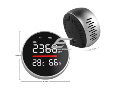 Mini CO2 oro kokybės matuoklis | NDIR technologija | 400–5000 ppm | LED ekranas | metalas + ABS plastikas | su garso aliarmu 1