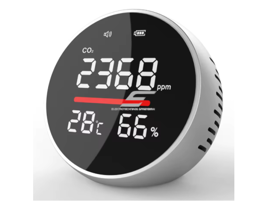 Mini CO2 oro kokybės matuoklis | NDIR technologija | 400–5000 ppm | LED ekranas | metalas + ABS plastikas | su garso aliarmu