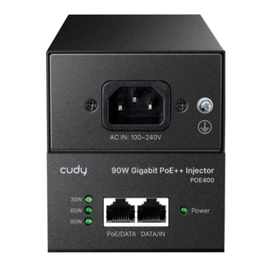 PoE power adapter | power supply and data transmission | compatible with 802.3af/at/bt | 90W | 10/100/1000 Mbps | CUDYPOE400 2 PoE power adapter | power supply and data transmission | compatible with 802.3af/at/bt | 90W | 10/100/1000 Mbps | CUDYPOE400 2