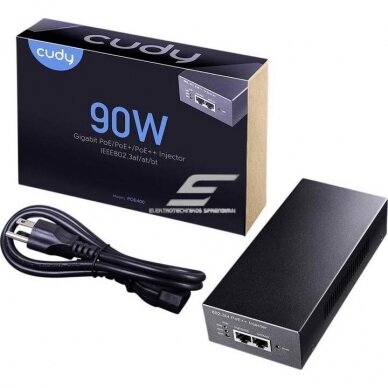 PoE power adapter | power supply and data transmission | compatible with 802.3af/at/bt | 90W | 10/100/1000 Mbps | CUDYPOE400 3