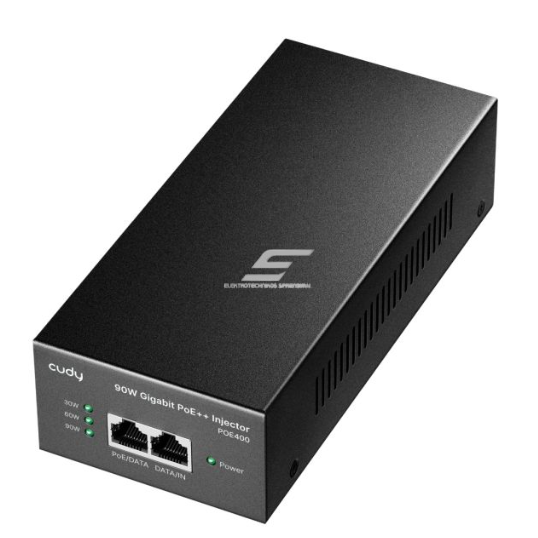 PoE power adapter | power supply and data transmission | compatible with 802.3af/at/bt | 90W | 10/100/1000 Mbps | CUDYPOE400