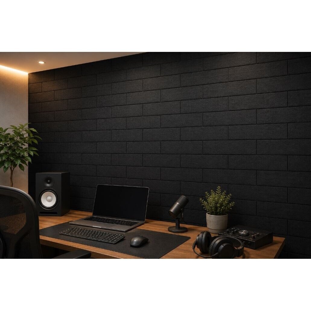 Acoustic | Sound-Absorbing PET Panel | Bricke Pattern | 300x300x9mm | Black 2 Acoustic | Sound-Absorbing PET Panel | Bricke Pattern | 300x300x9mm | Black 2