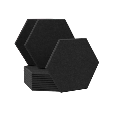 Akustiska | Skaņu absorbējoša PET plāksne | Sešstūra forma | 150x260x300x9mm | Melna Akustiska | Skaņu absorbējoša PET plāksne | Sešstūra forma | 150x260x300x9mm | Melna