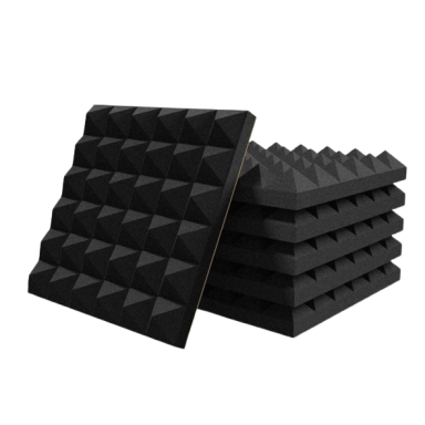 Akustiska | Skaņu absorbējoša putu panele | Smalku piramīdu reljefs | 300x300x50mm | Melna Akustiska | Skaņu absorbējoša putu panele | Smalku piramīdu reljefs | 300x300x50mm | Melna