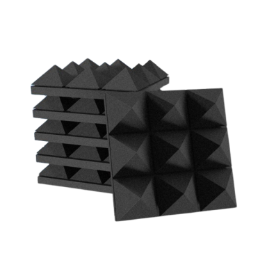 Akustiska | Skaņu absorbējoša putu panele | Piramīdas formas reljefs | 300x300x50mm | Melna Akustiska | Skaņu absorbējoša putu panele | Piramīdas formas reljefs | 300x300x50mm | Melna