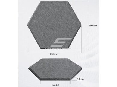 Akustinė | garsą sugerianti PET plokštė | šešiakampio formos | 150x260x300x9mm | juoda 2 Akustinė | garsą sugerianti PET plokštė | šešiakampio formos | 150x260x300x9mm | juoda 2