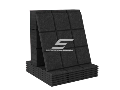 Akustinė | garsą sugerianti PET plokštė | 3x3 kvadrato formos reljefas | 300x300x9mm | juoda