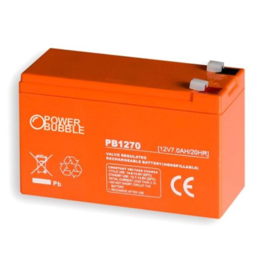 Battery AGM | VRLA | 7Ah | 12V | 151x65x100mm | 10 pcs | Power Bubble PB1207 Battery AGM | VRLA | 7Ah | 12V | 151x65x100mm | 10 pcs | Power Bubble PB1207