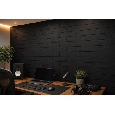 Acoustic | Sound-Absorbing PET Panel | Bricke Pattern | 300x300x9mm | Black 2 Acoustic | Sound-Absorbing PET Panel | Bricke Pattern | 300x300x9mm | Black 2