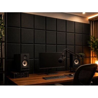 Acoustic | Sound-Absorbing Foam Panel | Square Relief Pattern | 300x300x50mm | Black 2 Acoustic | Sound-Absorbing Foam Panel | Square Relief Pattern | 300x300x50mm | Black 2