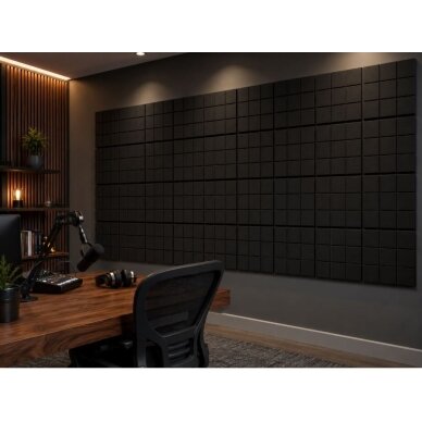 Akustyczna | Piankowa płyta dźwiękochłonna | 3x3 Kwadratowy wzór reliefowy | 300x300x50mm | Czarna 2