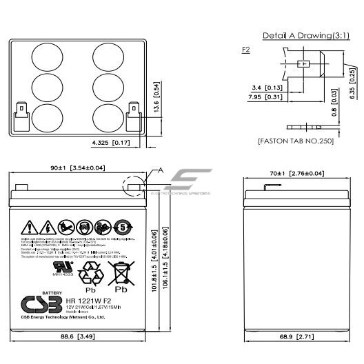 AGM aku | 5Ah | 12V | 90x70x106mm | CSB 2 AGM aku | 5Ah | 12V | 90x70x106mm | CSB 2