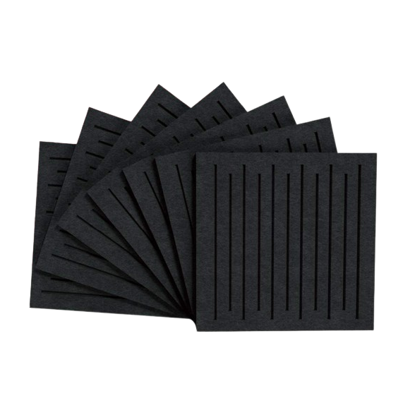 Acoustic | Sound-Absorbing PET Panel | Linear Pattern Relief | 300x300x9mm | Black Acoustic | Sound-Absorbing PET Panel | Linear Pattern Relief | 300x300x9mm | Black
