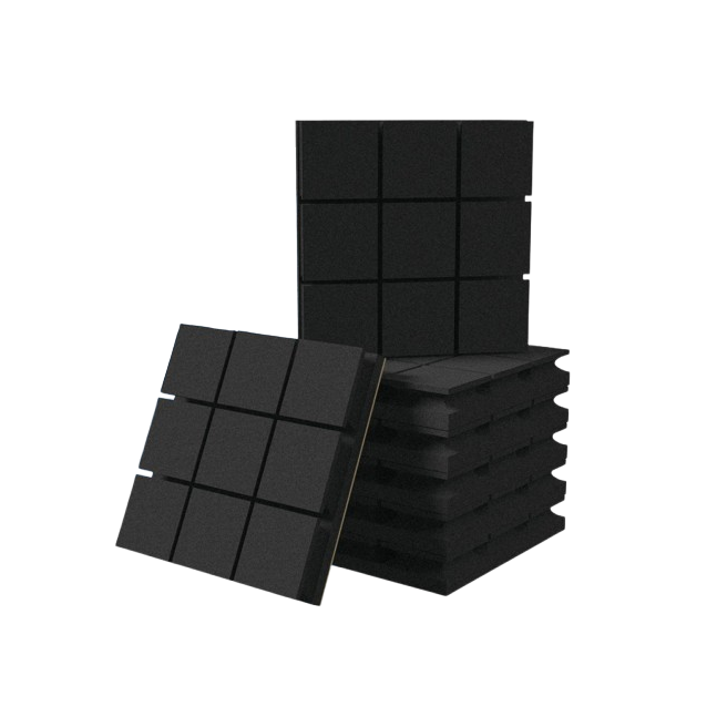 Akustyczna | Piankowa płyta dźwiękochłonna | 3x3 Kwadratowy wzór reliefowy | 300x300x50mm | Czarna Akustyczna | Piankowa płyta dźwiękochłonna | 3x3 Kwadratowy wzór reliefowy | 300x300x50mm | Czarna