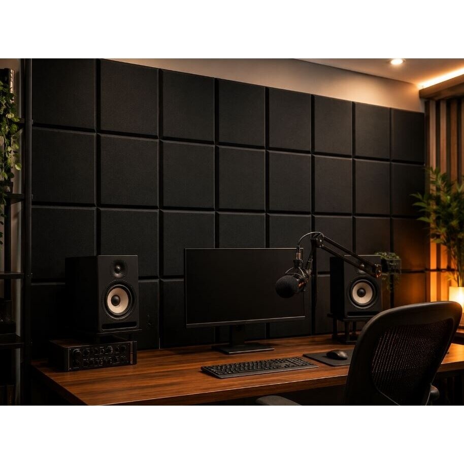 Acoustic | Sound-Absorbing Foam Panel | Square Relief Pattern | 300x300x50mm | Black 2 Acoustic | Sound-Absorbing Foam Panel | Square Relief Pattern | 300x300x50mm | Black 2