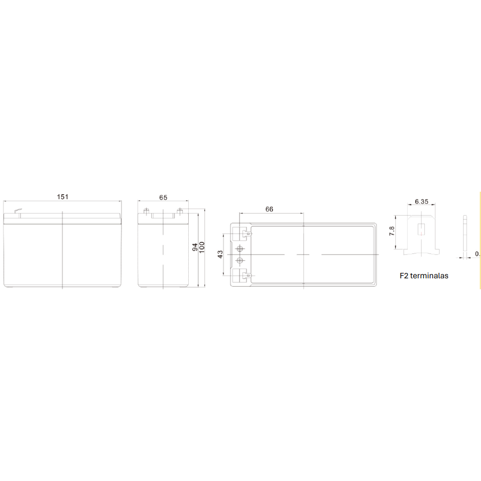 Battery AGM | VRLA | 7Ah | 12V | 151x65x100mm | 10 pcs | Power Bubble PB1207 1 Battery AGM | VRLA | 7Ah | 12V | 151x65x100mm | 10 pcs | Power Bubble PB1207 1
