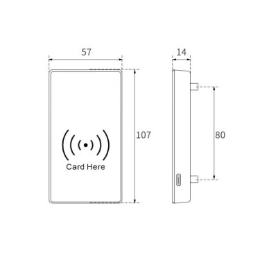 Electronic lock with reader | for lockers | unlockable with an IC wristband | RFID | 107x57x14mm | silver 2