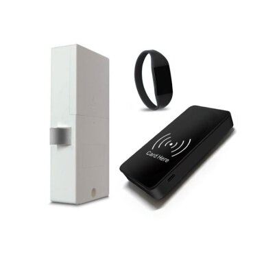 Electronic lock with reader | for lockers | unlockable with an IC wristband | RFID | 107x57x14mm | silver 1