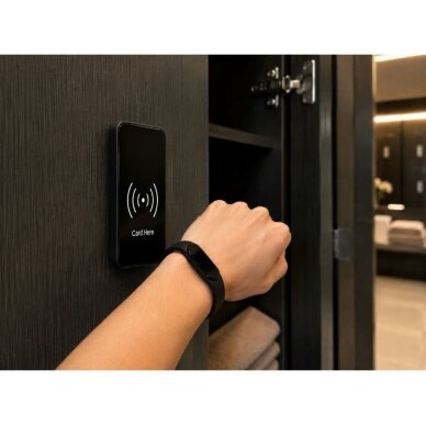 Electronic lock with reader | for lockers | unlockable with an IC wristband | RFID | 107x57x14mm | silver 3