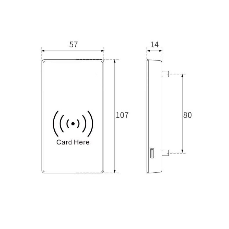 Electronic lock with reader | for lockers | unlockable with an IC wristband | RFID | 107x57x14mm | black 2