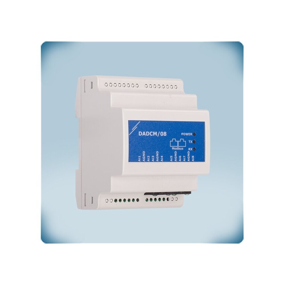 Analog signal to Modbus RTU converter | 4 inputs 0-10VDC/0-20mA/PWM + 4 inputs 0-10VDC/0-20mA | 24VDC PoM | DIN rail | IP30 | Sentera Controls | DADCM-08 2