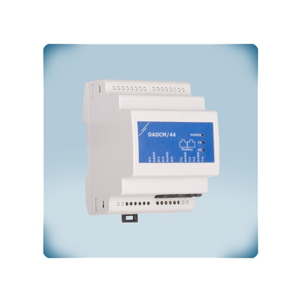 Analog signal to Modbus RTU converter | 4 inputs 0-10VDC/0-20mA/PWM + 4 PT500/PT1000 | 24VDC PoM | DIN rail | IP30 | Sentera Controls | DADCM-44