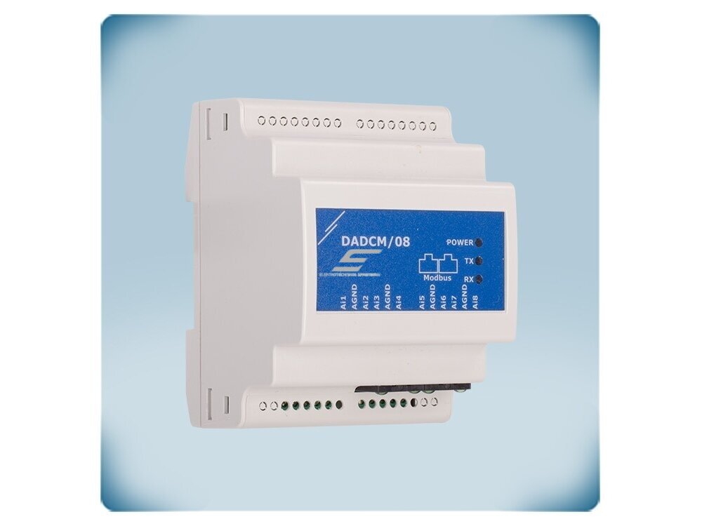 Analoginio signalo į Modbus RTU keitiklis | 4 įėjimai 0-10VDC/0-20mA/PWM + 4 įėjimai 0-10VDC/0-20mA | 24VDC PoM | DIN bėgelis | IP30 | Sentera Controls | DADCM-08 2