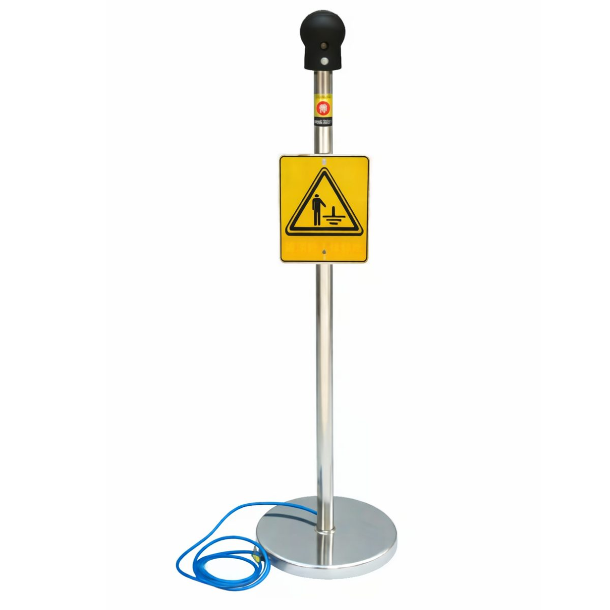Antistatiskā zemējuma kolonna | ar zemējuma kabeli | cilvēka statiskās elektrības novadīšanai | 16×16×115 cm | nerūsējošais tērauds | degvielas uzpildes stacijām / bīstamām zonām