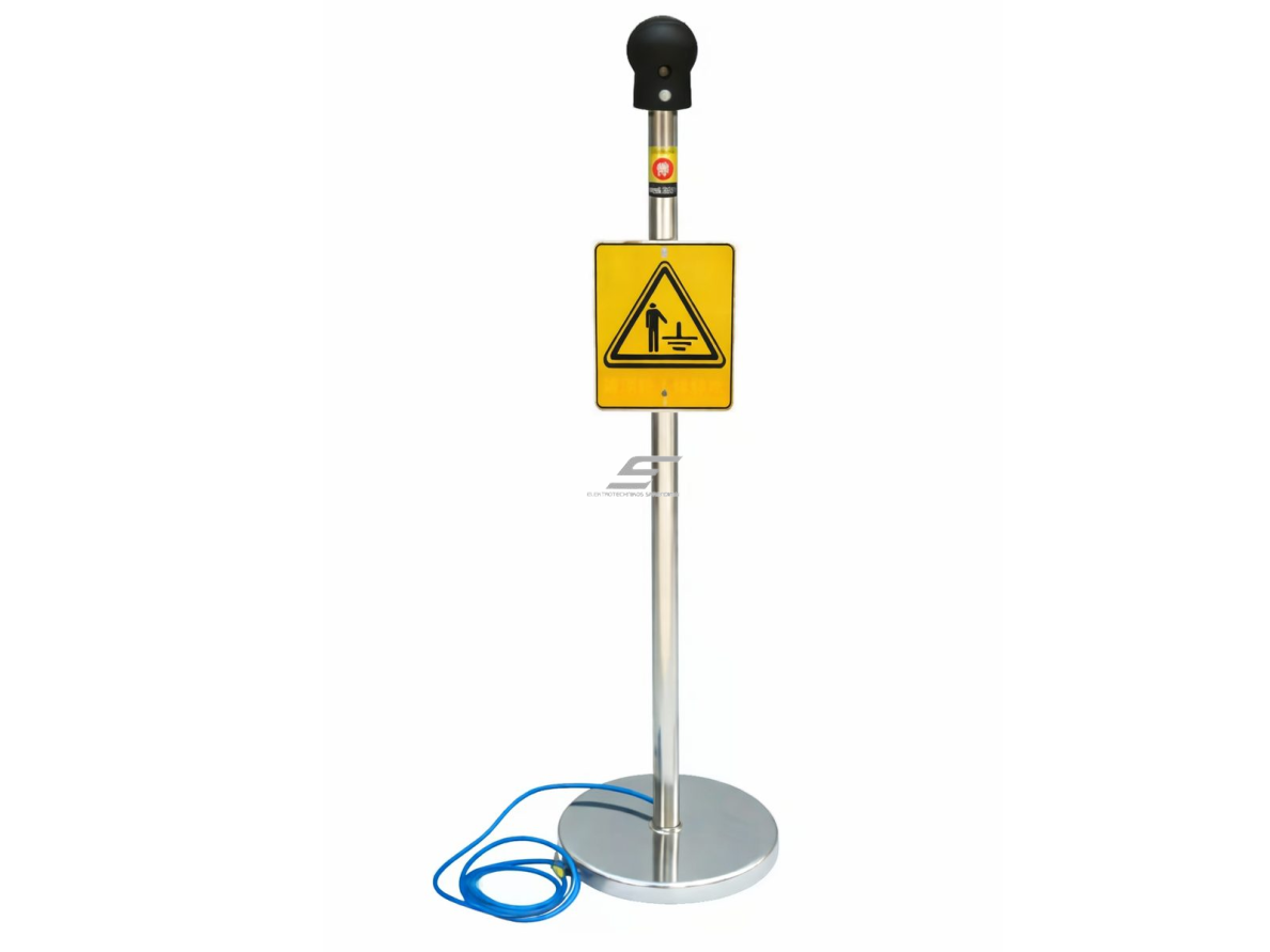 Antistatinis įžeminimo stulpas | žmogaus statinės elektros iškrovimas | 16x16x115 cm | nerūdijantis plienas | pramonei