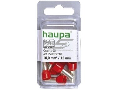 Antgalis laidų užmonolitinimui | izoliuotas | 10mm² | 12mm | presuojamas | raudonas | 10vnt. | Haupa | 270822/10 Antgalis laidų užmonolitinimui | izoliuotas | 10mm² | 12mm | presuojamas | raudonas | 10vnt. | Haupa | 270822/10