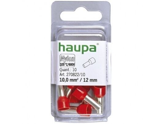 Antgalis laidų užmonolitinimui | izoliuotas | 10mm² | 12mm | presuojamas | raudonas | 10vnt. | Haupa | 270822/10 Antgalis laidų užmonolitinimui | izoliuotas | 10mm² | 12mm | presuojamas | raudonas | 10vnt. | Haupa | 270822/10