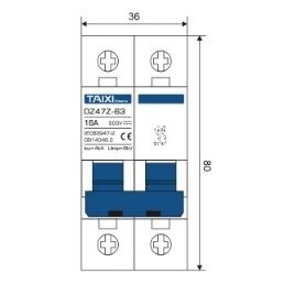 Ochronny wyłącznik automatyczny prądu stałego do modułów fotowoltaicznych 2P | 16A | 500VDC | TAIXI 1