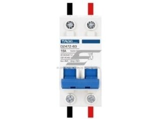 Modulinis apsauginis nuolatinės įtampos automatinis jungiklis saulės moduliams | 2P | 3A | 500VDC | DIN | TAIXI | E2P-DC500V-3A