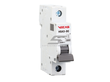 Modulinis apsauginis nuolatinės įtampos automatinis jungiklis saulės moduliams | 1P | 100A | 250VDC | C | 10kA | DIN | MCB-DC | VECAS | HSA3-DC-1100250 Modulinis apsauginis nuolatinės įtampos automatinis jungiklis saulės moduliams | 1P | 100A | 250VDC | C | 10kA | DIN | MCB-DC | VECAS | HSA3-DC-1100250