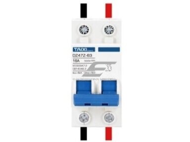 Modulinis apsauginis nuolatinės įtampos automatinis jungiklis saulės moduliams | 2P | 3A | 500VDC | DIN | TAIXI | E2P-DC500V-3A Modulinis apsauginis nuolatinės įtampos automatinis jungiklis saulės moduliams | 2P | 3A | 500VDC | DIN | TAIXI | E2P-DC500V-3A