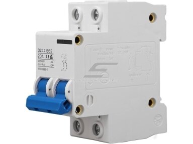 Modulinis apsauginis nuolatinės įtampos automatinis jungiklis saulės moduliams | 2P | 50A | 12-240VDC | DIN | TAIXI | ES-DZ47-B63 Modulinis apsauginis nuolatinės įtampos automatinis jungiklis saulės moduliams | 2P | 50A | 12-240VDC | DIN | TAIXI | ES-DZ47-B63