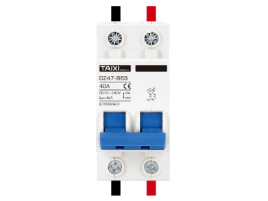 Modulinis apsauginis nuolatinės įtampos automatinis jungiklis saulės moduliams | 2P | 50A | 12-240VDC | DIN | TAIXI | ES-DZ47-B63 Modulinis apsauginis nuolatinės įtampos automatinis jungiklis saulės moduliams | 2P | 50A | 12-240VDC | DIN | TAIXI | ES-DZ47-B63