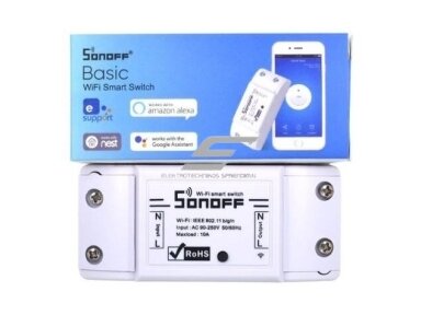 Išmanus nuotolinis jungiklis | 1 kanalo | 10A | 2200W | 100-240V | Wi-Fi | SONOFF | BASIC | 6920075775693 Išmanus nuotolinis jungiklis | 1 kanalo | 10A | 2200W | 100-240V | Wi-Fi | SONOFF | BASIC | 6920075775693