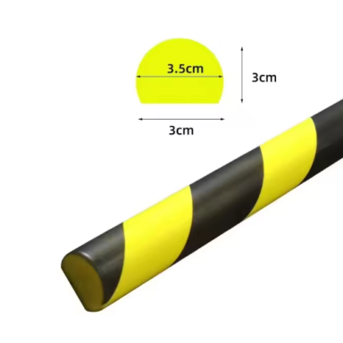 Protective corner strip | D shape | 1 m | PU foam | impact protection | 100x3.2x3.2 cm | yellow-black | adhesive mounting to surface | industrial safety Protective corner strip | D shape | 1 m | PU foam | impact protection | 100x3.2x3.2 cm | yellow-black | adhesive mounting to surface | industrial safety